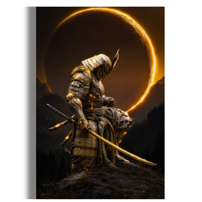 Golden Samurai Warrior Poster | Japanese Samurai Wall Art | Dark Fantasy Warrior Poster for Bedroom, Gaming Room & Office | Premium Glossy Print