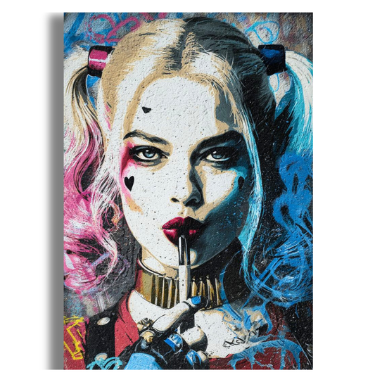 Harley Quinn Inspired Pop Art Wall Poster | Bold Street Style Comic Portrait Print | Modern Glossy Wall Decor for Bedroom, Living Room, Office & Studio