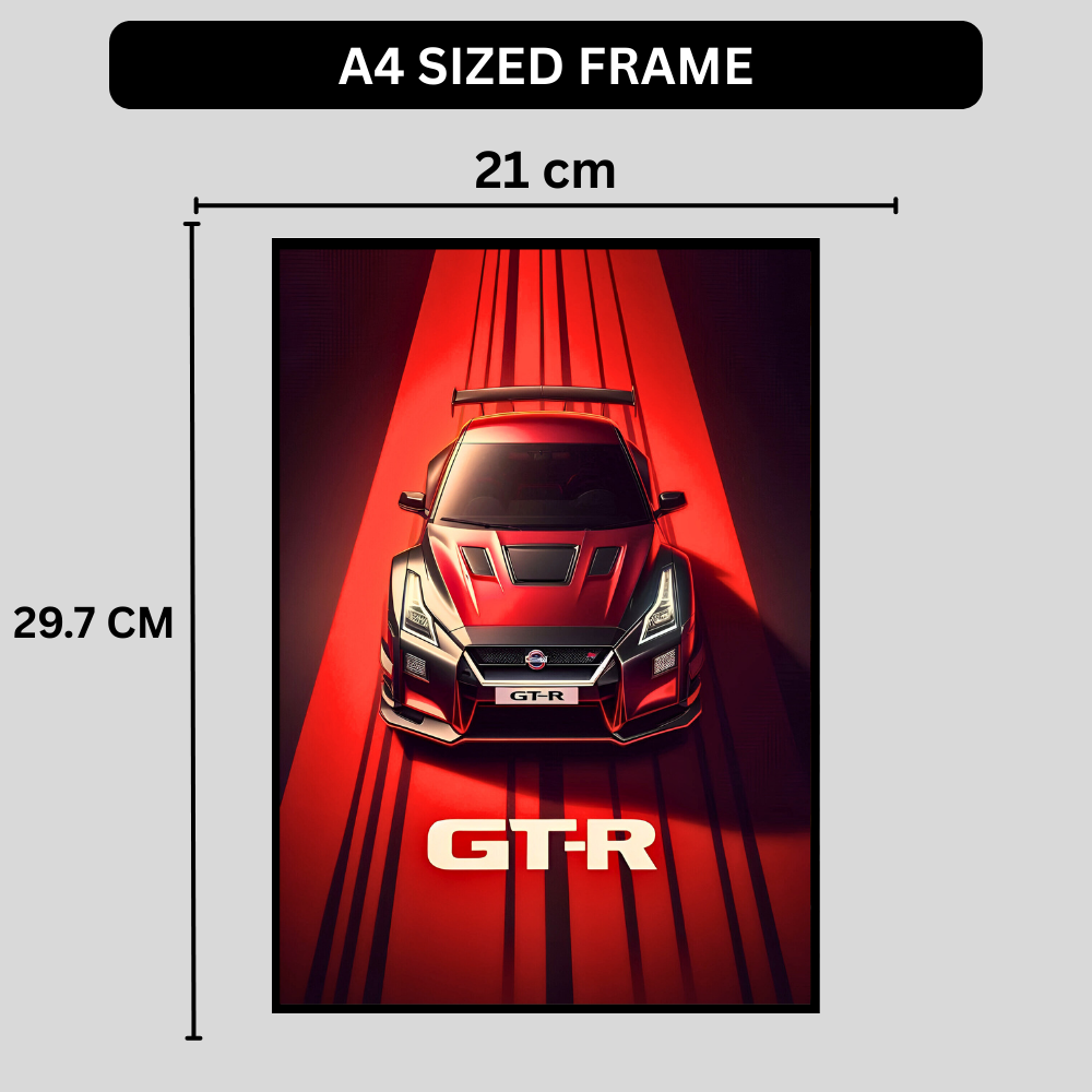 Nissan GTR Framed Car Wall Art – Premium Automotive Decor for Car Enthusiasts