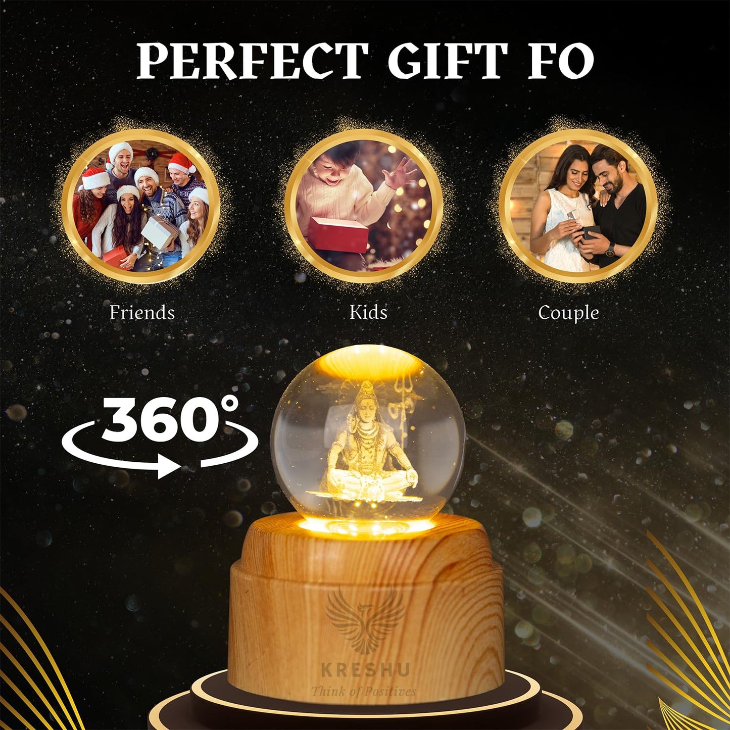Rotating 3D Crystal Lamp Ball