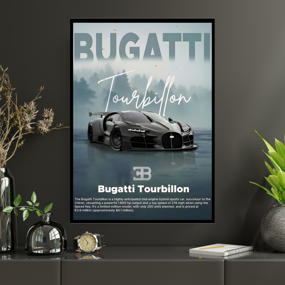 Bugatti Tourbillon Car Wall Art – Premium Automotive Decor for Car Enthusiasts