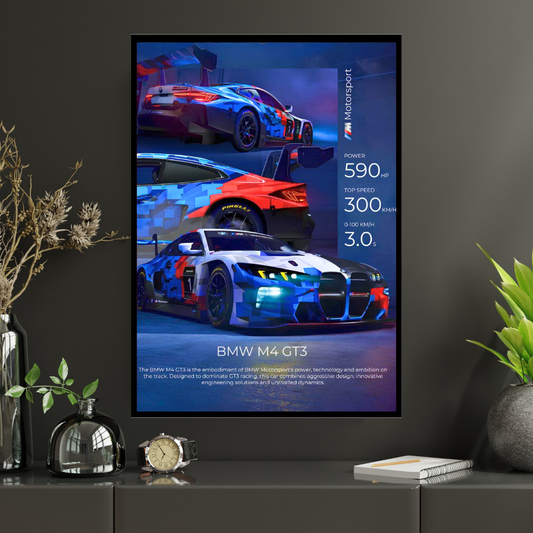 BMW M4 GT3 Car Wall Art – Premium Automotive Decor for Car Enthusiasts
