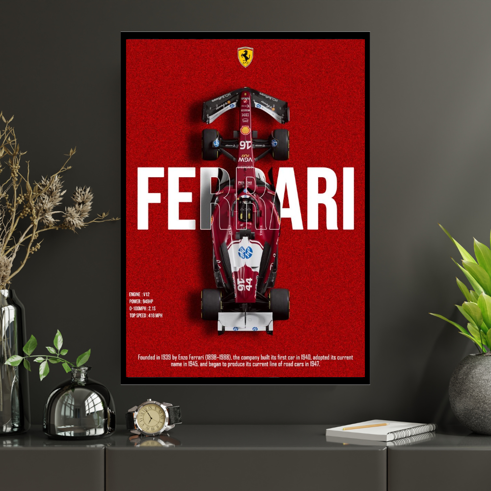 FERRARI F1 Car 2d Wall Art – Premium Automotive Decor for Car Enthusiasts