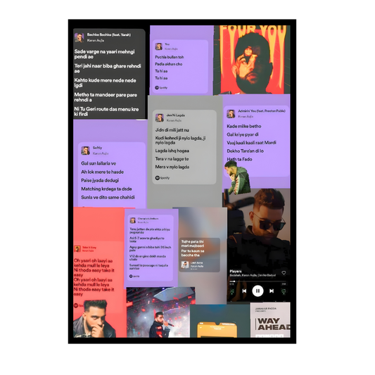 Karan Aujla Inspired Lyrics Collage Wall Art A4 Premium 2D Glossy Frame – Punjabi Music Fan Poster | Modern Rap & Hip-Hop Aesthetic Room Decor for Bedroom, Studio & Office