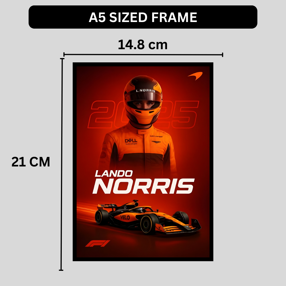 Premium Lando Norris 2D Car Frame – Formula 1 Wall Art for Racing Fans & Collectors | McLaren F1 Inspired Decor