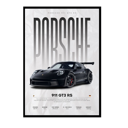 P0RSCHE 911 GT3 RS Inspired 2D Wall Art Frame – A4 Premium High-Gloss Sports Car Poster | Luxury Performance Car Décor for Home, Office & Studio