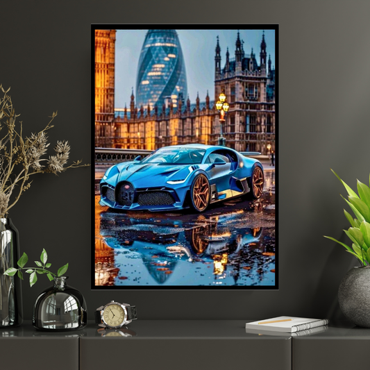 Bugatti Veyron Framed Car Wall Art – Premium Automotive Decor for Car Enthusiasts