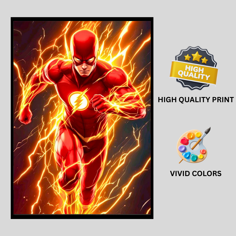 Premium The Flash Wall Art – Aesthetic 2D Frame for Home & Office Decor | DC Superhero Collectible