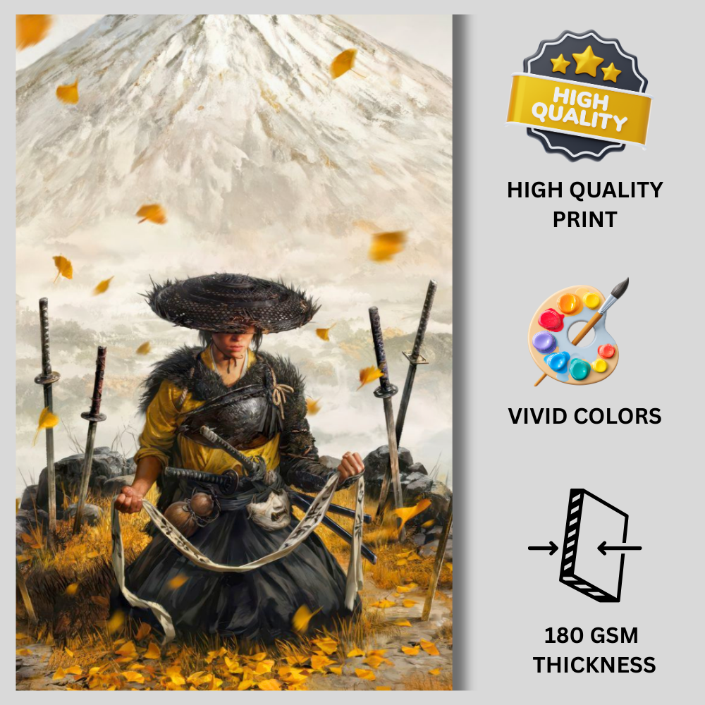 Samurai Ronin Warrior Poster | Japanese Sword Fighter Wall Art | Minimalist Samurai Poster for Bedroom, Office & Gaming Room | Premium Glossy Wall Poster