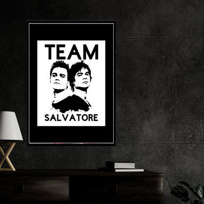 Team Salvatore Inspired Twin Portrait 2D Framed Wall Art Poster | Gothic TV Series Aesthetic | HD Gloss Finish Black & White Wall Frame for Bedroom & Studio Décor