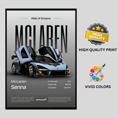McLaren Senna Framed Car Wall Art – Premium Automotive Decor for Car Enthusiasts