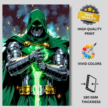 Doctor Doom Wall Poster | Premium Glossy Marvel Villain Poster for Bedroom, Gaming Room & Office | High Quality Print