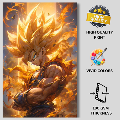 Anime Super Saiyan Warrior Poster | Dragon Ball Inspired Wall Art | Premium Glossy Anime Poster for Bedroom, Gaming Room & Office