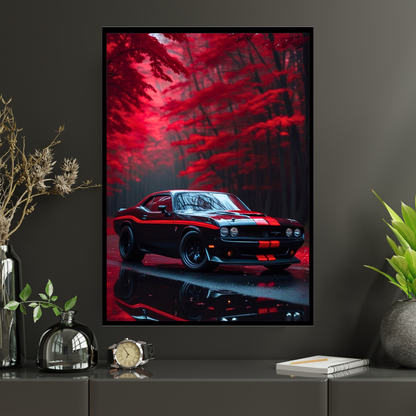 Dodge Challenger Framed Car Wall Art – Premium Automotive Decor for Car Enthusiasts