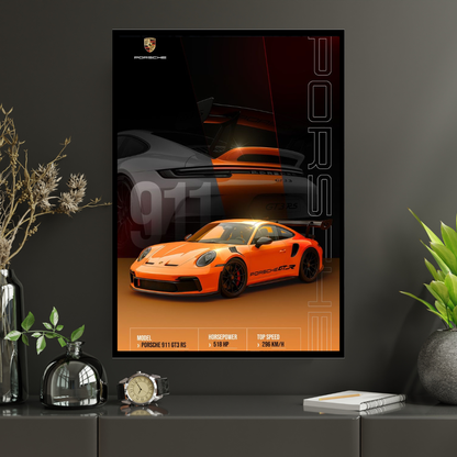 PORSCHE 911 GT3 RS Car Wall Art – Premium Automotive Decor for Car Enthusiasts