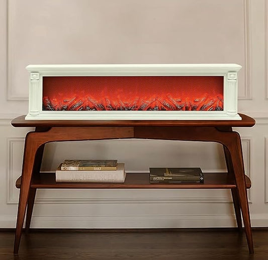 Portable Tabletop LED Fireplace – Mini Decorative Flame Heater with Realistic Log & Flickering Firelight for Home, Office & Holiday Decor