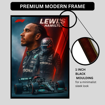 Premium Lewis Hamilton 2D Car Frame – Formula 1 Wall Art for Racing Fans & Collectors | Mercedes-AMG F1 Inspired Decor