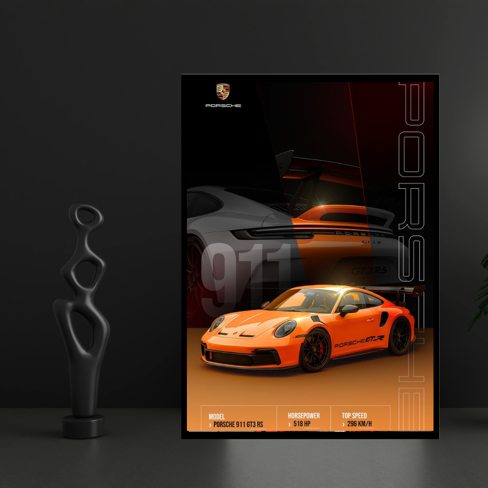 PORSCHE 911 GT3 RS Car Wall Art – Premium Automotive Decor for Car Enthusiasts