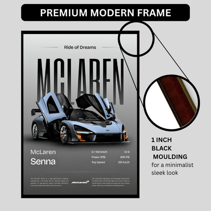 McLaren Senna Framed Car Wall Art – Premium Automotive Decor for Car Enthusiasts