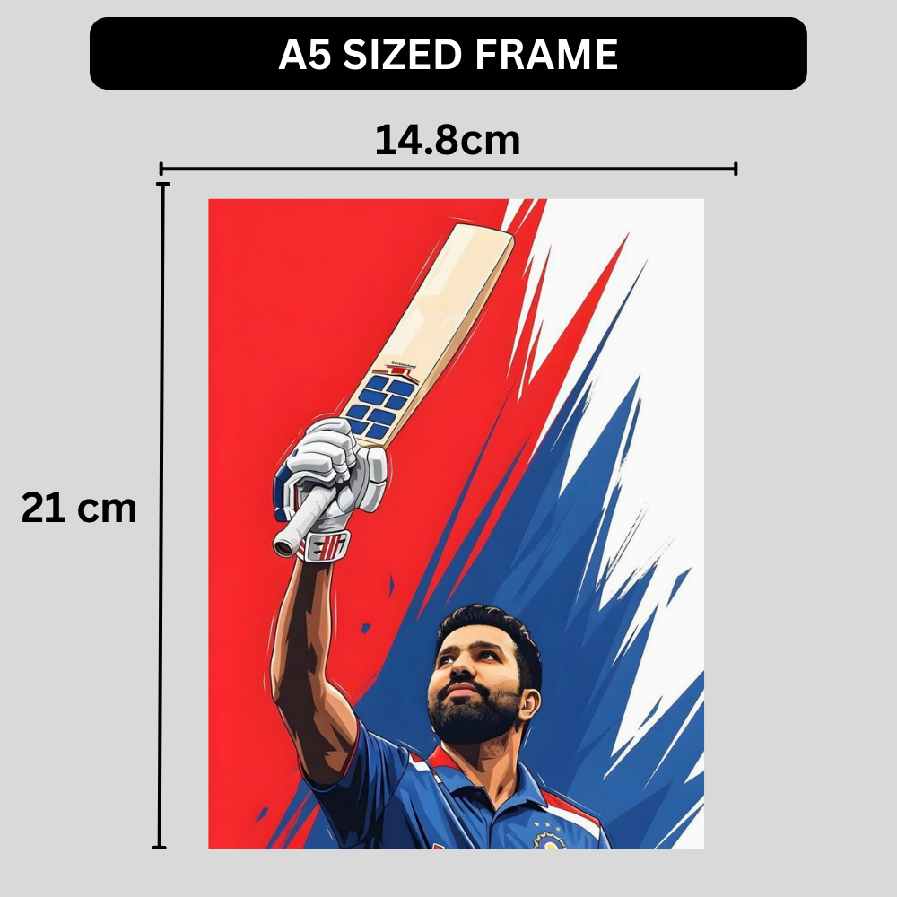 Rohit Sharma Hitman Cricket Wall Poster | Premium Glossy Indian Cricket Wall Art for Bedroom & Office | High Quality Print