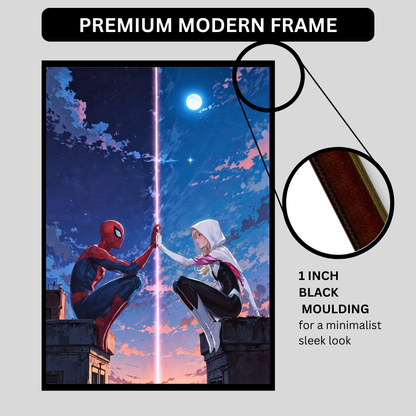 Parallel Souls Love Wall Art 2D Framed Poster | Sp1der-Man & Gwean Spider Inspired Romantic Superhero Couple | Love Across Universes & Destiny | HD High Gloss Finish Premium Wall Frame | Romantic Gift for Lovers & Couples
