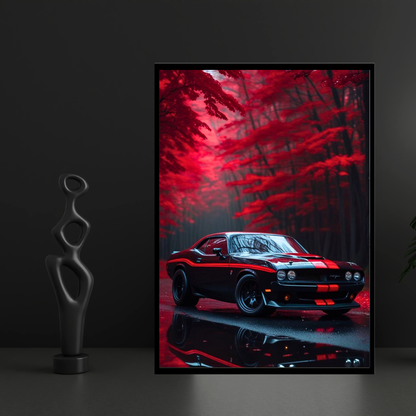 Dodge Challenger Framed Car Wall Art – Premium Automotive Decor for Car Enthusiasts