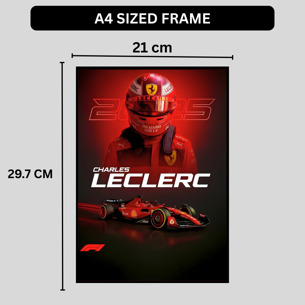 Premium Charles Leclerc 2D Car Frame – Formula 1 Wall Art for Racing Fans & Collectors | Scuderia Ferrari Inspired Decor
