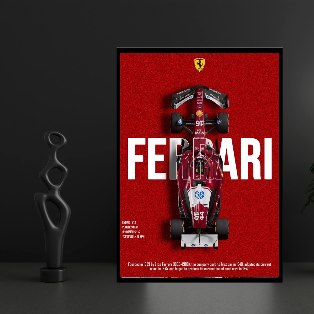 FERRARI F1 Car 2d Wall Art – Premium Automotive Decor for Car Enthusiasts