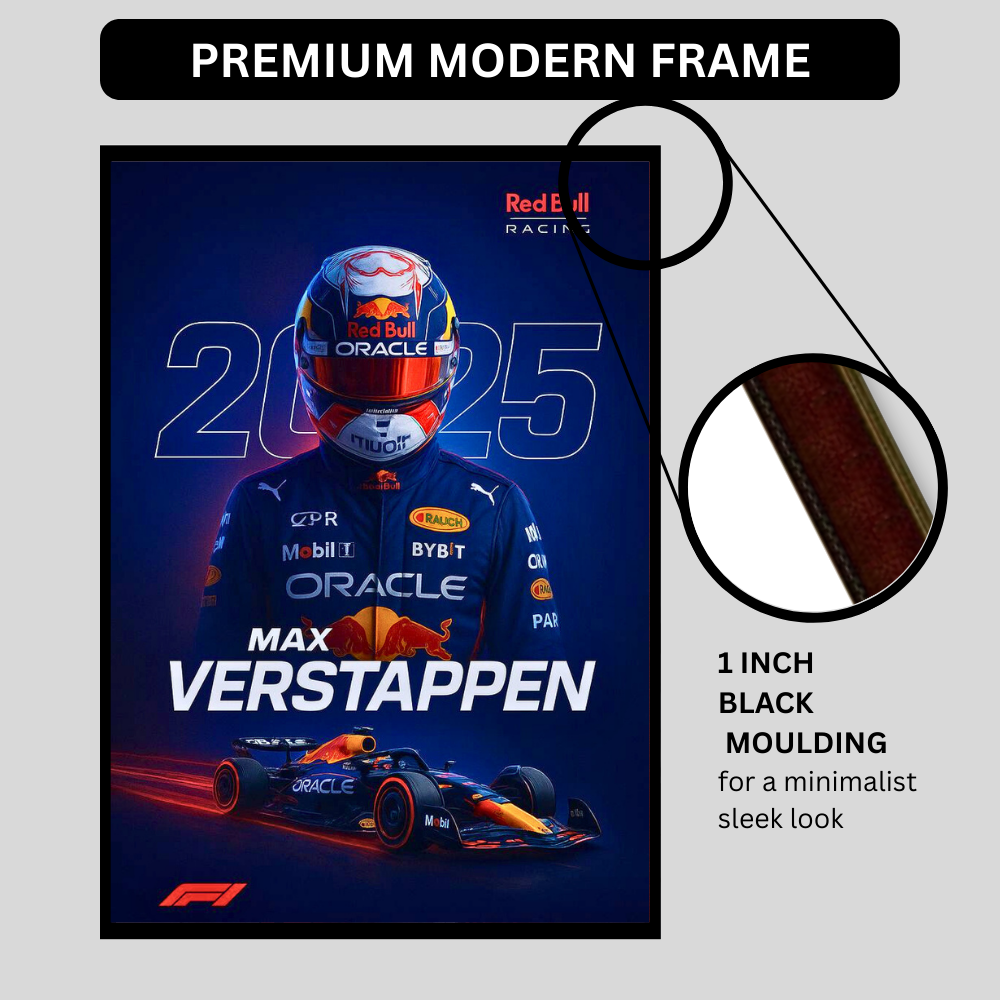 Premium Max Verstappen 2025 2D Car Frame – Formula 1 Wall Art for Racing Fans & Collectors | Red Bull Racing Inspired Decor