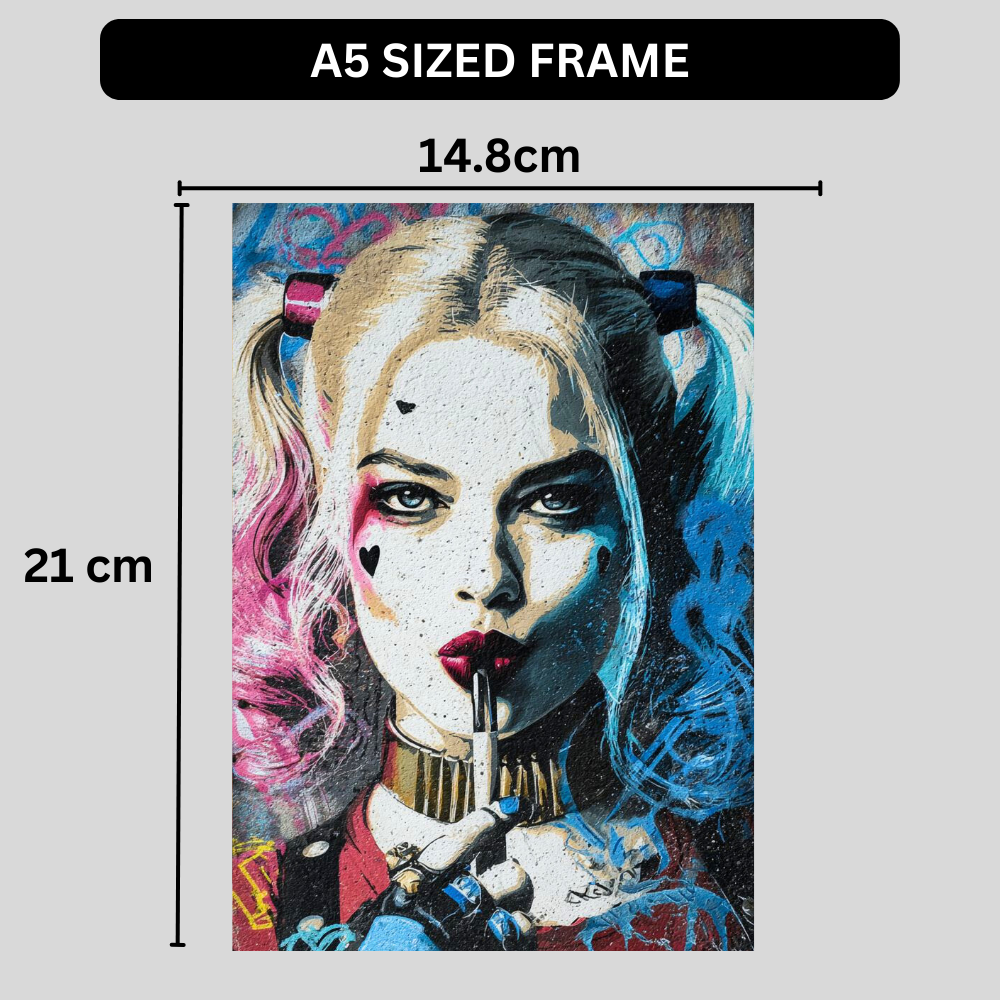 Harley Quinn Inspired Pop Art Wall Poster | Bold Street Style Comic Portrait Print | Modern Glossy Wall Decor for Bedroom, Living Room, Office & Studio