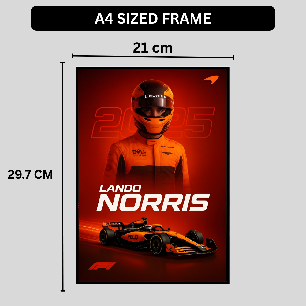 Premium Lando Norris 2D Car Frame – Formula 1 Wall Art for Racing Fans & Collectors | McLaren F1 Inspired Decor