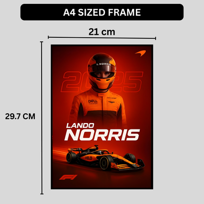 Premium Lando Norris 2D Car Frame – Formula 1 Wall Art for Racing Fans & Collectors | McLaren F1 Inspired Decor