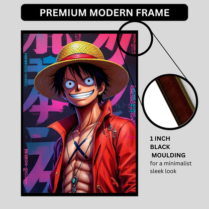 Monkey D. Luffy 2D Glossy HD Wall Frame | One Piece Anime Pirate Artwork | Straw Hat Captain Poster | Premium Gloss Finish Wall Decor for Anime Fans