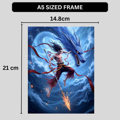 Mythological Warrior & Dragon Wall Poster | Premium Glossy Fantasy Wall Art for Bedroom, Gaming Room & Office | High Quality Print