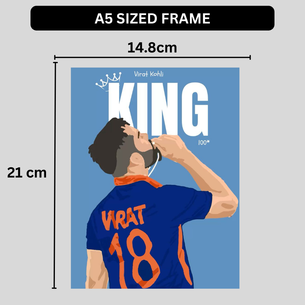 Virat Kohli King 18 Cricket Wall Poster | Premium Glossy Sports Poster for Bedroom, Living Room & Office | High Quality Print