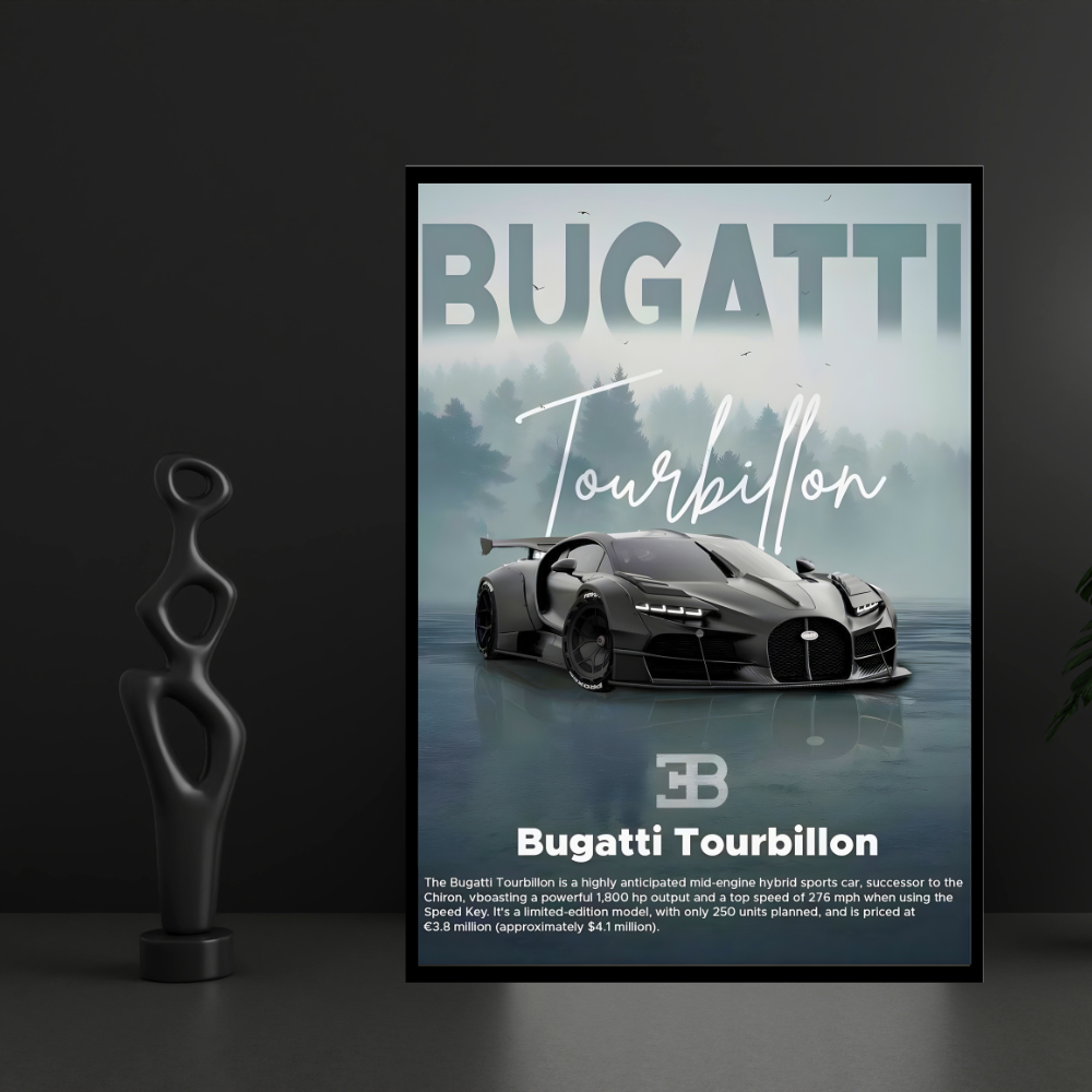 Bugatti Tourbillon Car Wall Art – Premium Automotive Decor for Car Enthusiasts