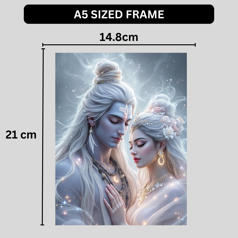 Lord Shiva & Goddess Parvati Wall Poster | Premium Glossy Divine Couple Wall Art for Home & Pooja Room | High Quality Print