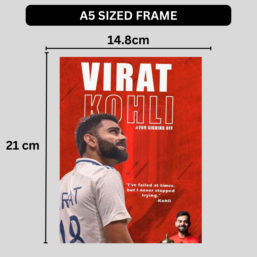 Virat Kohli Inspired Cricket Wall Poster | Premium Glossy Indian Cricket Legend Wall Art for Bedroom & Office | High Quality Print