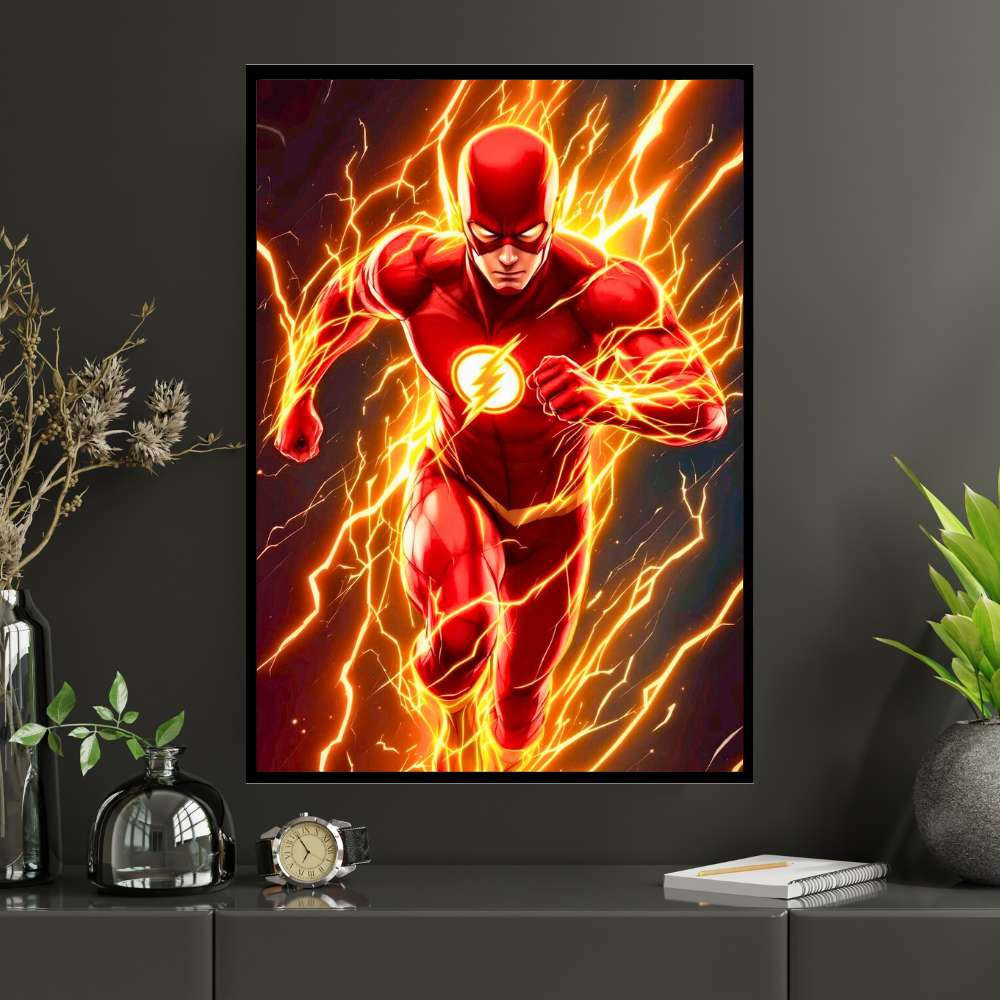 Premium The Flash Wall Art – Aesthetic 2D Frame for Home & Office Decor | DC Superhero Collectible