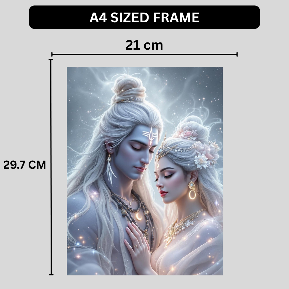 Lord Shiva & Goddess Parvati Wall Poster | Premium Glossy Divine Couple Wall Art for Home & Pooja Room | High Quality Print