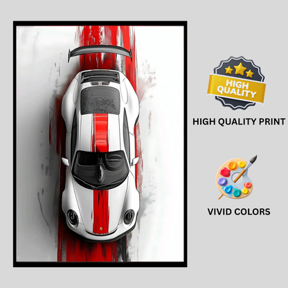 Premium 2D Car Art Frame – Ferrari Supercar Design | A4 Size High-Gloss Wall Frame | Modern Luxury Automotive Décor for Home, Office & Studio