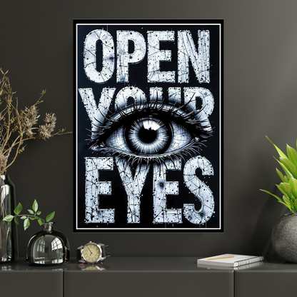 Open Your Eyes – Luxury Motivational Wall Art | Premium 2D Framed HD Glossy Print | Modern Statement Décor