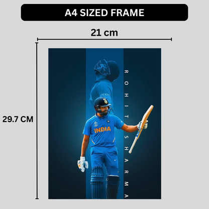 Rohit Sharma Hitman Cricket Wall Poster | Premium Glossy Indian Cricket Wall Art for Bedroom & Office | High Quality Print