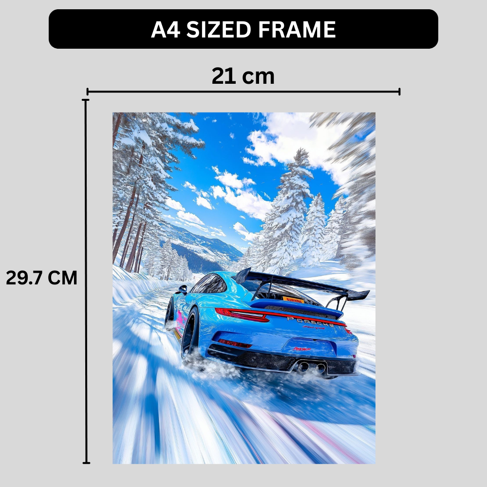 Porsche 911 GT3 Sports Car Wall Poster | Premium Glossy Supercar Poster for Bedroom, Living Room & Office | High Quality Print