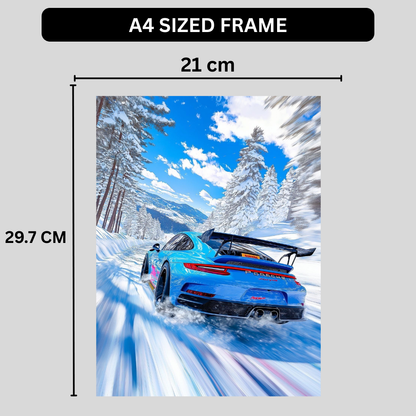 Porsche 911 GT3 Sports Car Wall Poster | Premium Glossy Supercar Poster for Bedroom, Living Room & Office | High Quality Print