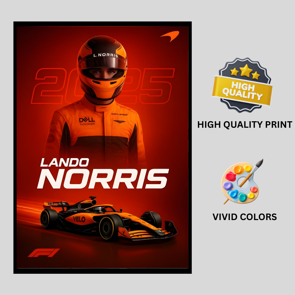 Premium Lando Norris 2D Car Frame – Formula 1 Wall Art for Racing Fans & Collectors | McLaren F1 Inspired Decor