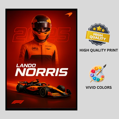 Premium Lando Norris 2D Car Frame – Formula 1 Wall Art for Racing Fans & Collectors | McLaren F1 Inspired Decor