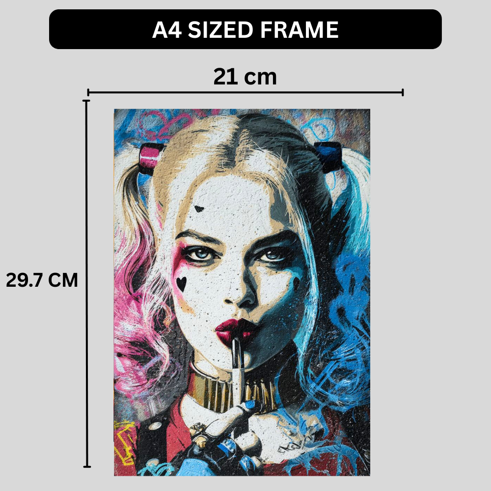 Harley Quinn Inspired Pop Art Wall Poster | Bold Street Style Comic Portrait Print | Modern Glossy Wall Decor for Bedroom, Living Room, Office & Studio