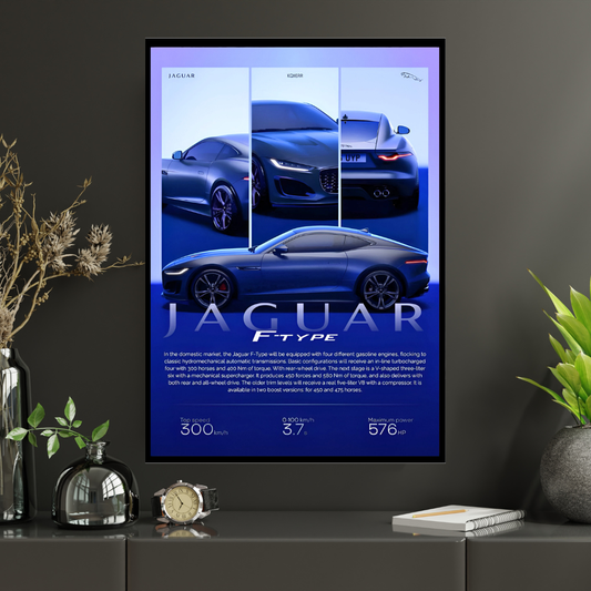 Jaguar F-Type Framed Car Wall Art – Premium Automotive Decor for Car Enthusiasts