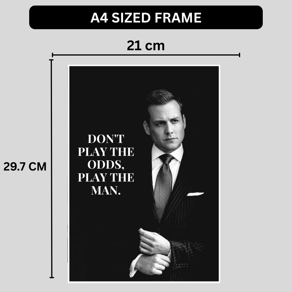 Play the Man – Luxury Black & White Motivational Quote Wall Art Poster | Classic Gentleman Office Decor | Premium Glossy Wall Poster for Office, Study & Home